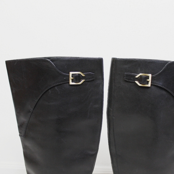 Cole Haan Black Knee High Leather Riding Boot - Picture 5 of 11